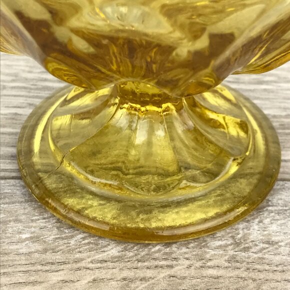 Vintage Amber Glass Footed Sherbet Bowls by Anchor Hocking, Fairfield Pattern - Picture 7 of 10